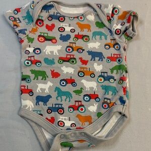 Cath Kidston - 0-3M - Colourful Animal and Tractor Print Baby Onesie shirt